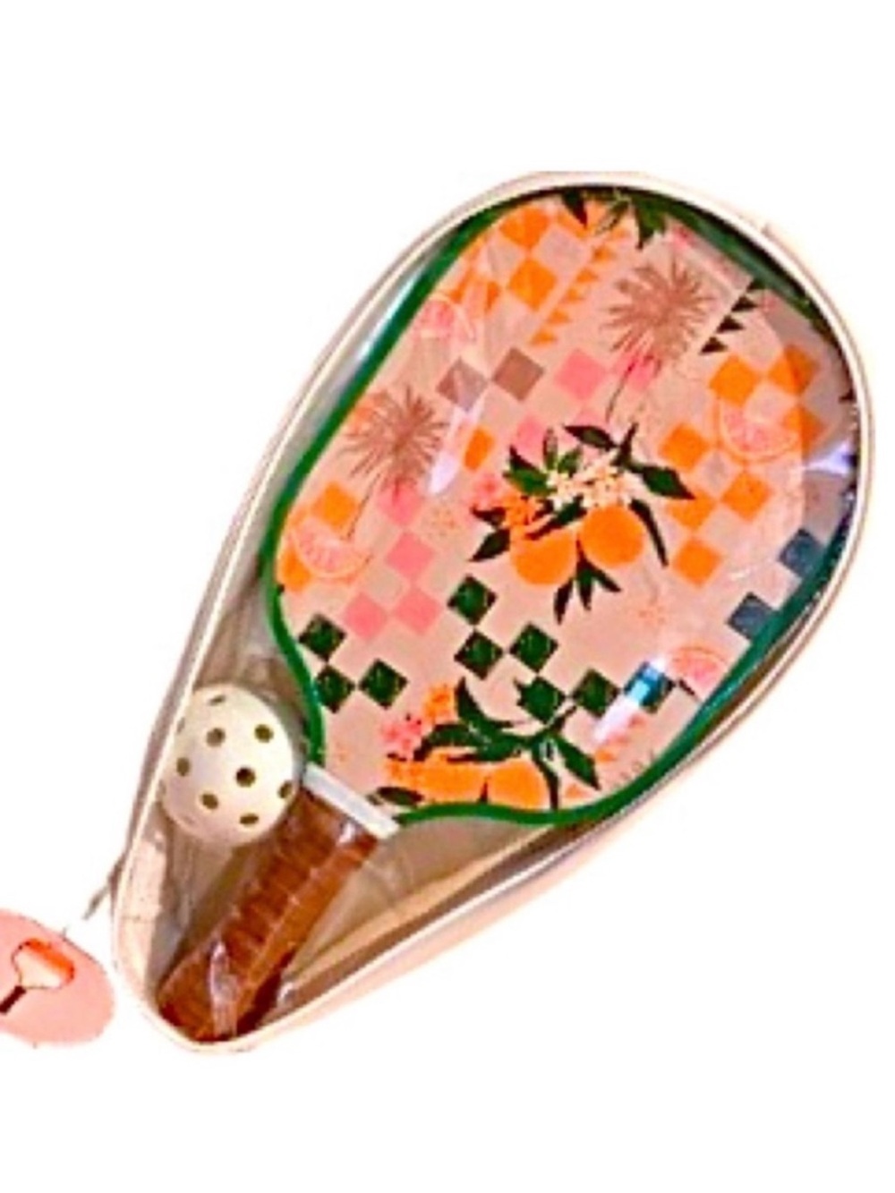 Decorative Pink Orange Floral Paddle with Green Accents